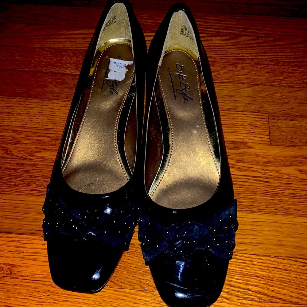 Black patent leather shoes